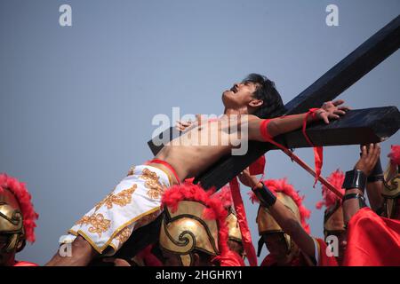 Crucifixion aux Philippines , San Pedro Cutud , San Fernando Banque D'Images