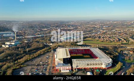 Vue aérienne du Britannia Stadium, Stoke City football Club, Stoke on Trent, Royaume-Uni Banque D'Images