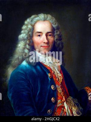 Voltaire (François-Marie Arouet : 1694-1778) portrait de Pierre Gautherot, huile sur toile Banque D'Images