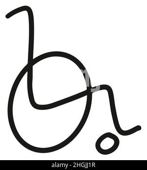 Icône de fauteuil roulant noir blanc simple Outline Doodle dessin à la main dessin vectoriel illustration Illustration de Vecteur