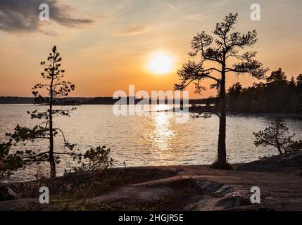 Skerries du lac Ladoga. Carélie. Russie Banque D'Images