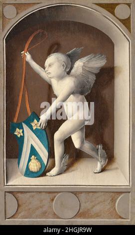 Putto avec les armoiries de Jacques Coëne [reverse] - 1513c.- huile sur bois 54,4 x 32,9 cm - Van Orley Bernard Banque D'Images