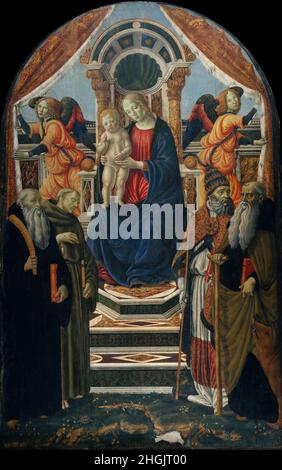 Madonna et l'enfant Enthroned avec Saints et Anges- date inconnue - tempera su tavola 280,7 x 175,3 cm - Botticini Francesco Banque D'Images