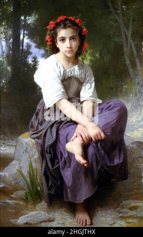 Bouguereau William-Adolphe - Collection privée - au bord du ruisseau - 1875 - huile sur toile no info - bo03 Banque D'Images