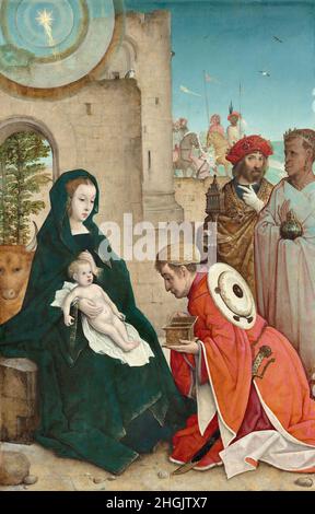 L'adoration des Magi - 1508 19C.- huile sur bois 124,7 x 79 cm - de Flandes Juan Banque D'Images