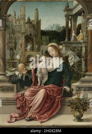 La Sainte famille - 1507 08 - huile sur bois 46 x 33,7 cm - Gossaert Jan Banque D'Images