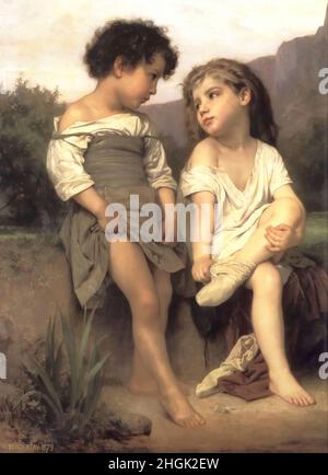 Bouguereau William-Adolphe - Collection privée - au bord du ruisseau - 1879 - huile sur toile no info - Bo01 Banque D'Images