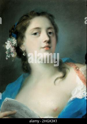 Rosalba Carriera - la chanteuse Faustina Bordoni (1697-1781) avec un Partition musicale Banque D'Images