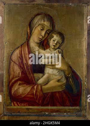 Madonna col bambino - tempera su tavola 33 × 27 cm - mwxBellini Giovanni Banque D'Images