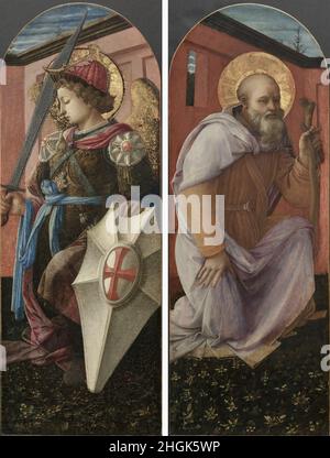 Paire de panneaux d'un Triptych; l'Archange Michael et l'Abbé Saint Anthony - 1458 - tempera su tavola 81,3 x 29,8 cm - Banque D'Images