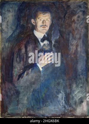 Autoportrait à la cigarette - 1895 - huile sur toile 85,5 x 110,5 cm - Munch Edvard Banque D'Images