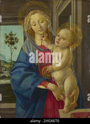La Vierge et l'enfant avec un grenade - 1480 00 - tempera sur toile 67,9 x 52,7 cm - Botticelli Sandro Banque D'Images