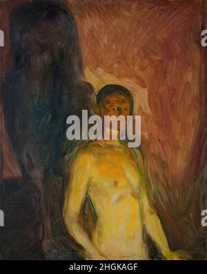 Autoportrait en Enfer - 1903 - huile sur toile 82 x 66 cm - Munch Edvard Banque D'Images