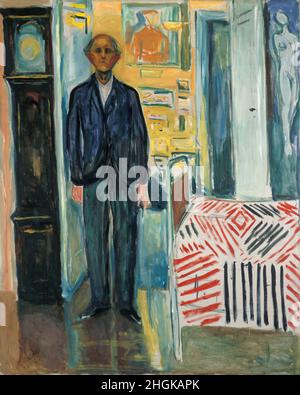Autoportrait, entre l'horloge et le lit - 1940 43 - huile sur toile 120 x 149 cm - Munch Edvard Banque D'Images