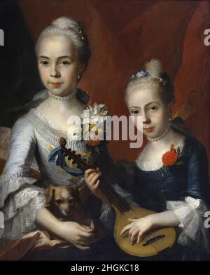 Cercle d'Antoine Pesne - Portrait de deux filles Banque D'Images