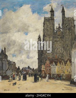 Place de l'église Saint Vulfran à Abbeville - 1884 - huile sur toile 44,5 x 37 cm - Boudin Eugène Banque D'Images