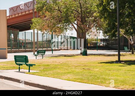 Chihuahuita Park, un parc endormi situé dans le plus vieux quartier de la ville d'El Paso, Texas, États-Unis, à côté de la frontière mexicaine Banque D'Images