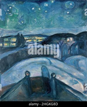 Nuit étoilée - 1922 24 - huile sur toile 119 x 140 cm - Munch Edvard Banque D'Images
