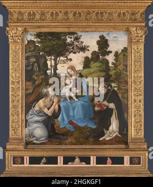 La Vierge à l'enfant avec les saints Jérôme et Dominic - 1485c.- olio e tempera su tavola di pioppo 203,2 x 186,1 cm - Lippi Filippino Banque D'Images