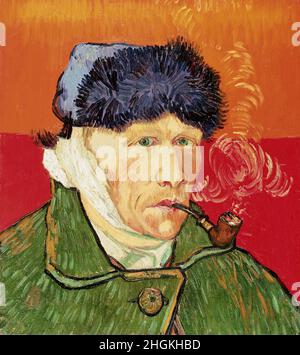 Autoportrait avec oreille et tuyau bandés - 1889 - huile sur toile 51 x 45 cm - Van Gogh Vincent Banque D'Images