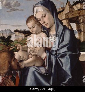 Bartolomeo Montagna - La Vierge et l'enfant avec un Saint Banque D'Images