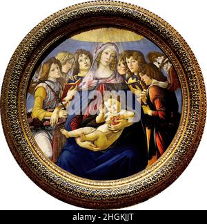 Palazzo degli Uffizi - Madonna della Melagrana - 1487 - tempera su tavola, diametro 143,5 cm - Botticelli Sandro Banque D'Images