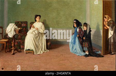 Lega Silvestro - Collection privée - due Bambinine che fanno le signore - 1865 - huile sur toile 60 x 110 cm - Banque D'Images