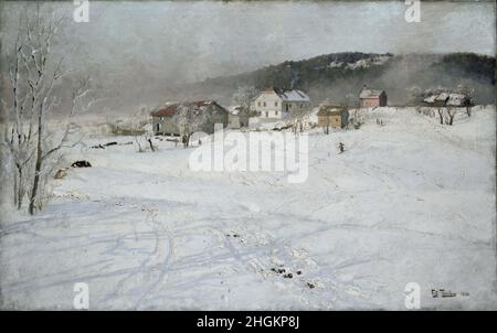 Hiver - 1886 - huile sur toile 100 x 62 cm - Thaulow Fits Banque D'Images