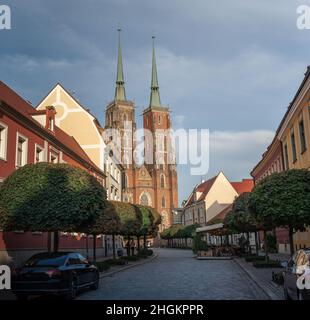 Cathédrale Saint-Jean-Baptiste à l'île de la Cathédrale (Ostrow Tumski) - Wroclaw, Pologne Banque D'Images