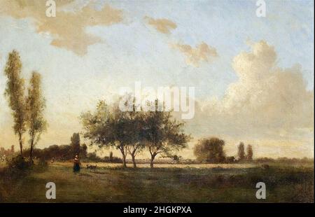 Pissarro Camille - Collection privée - Paysage aux environs de Paris - 1857 - huile sur toile 30,5 x 45,7 cm Banque D'Images