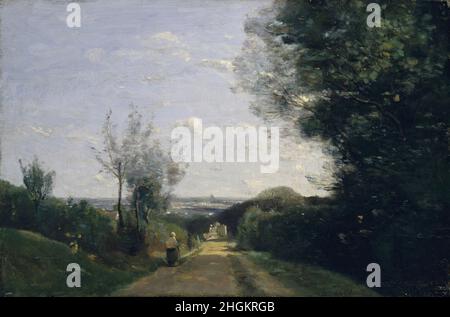 Les environs de Paris - 1860 - olio su legno 34,3 x 51,4 cm - Corot Jean-Baptiste-Camille Banque D'Images