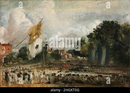 La célébration de la paix générale de 1814 à East Bergholt - 1814 - huile sur toile 23 x 33,5 cm - gendarme John Banque D'Images