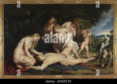 La mort d'Adonis - avec Vénus, Cupid, et les trois grâces - 1614c.- huile sur toile 212 x 325 cm - Rubens Pieter Paul Banque D'Images