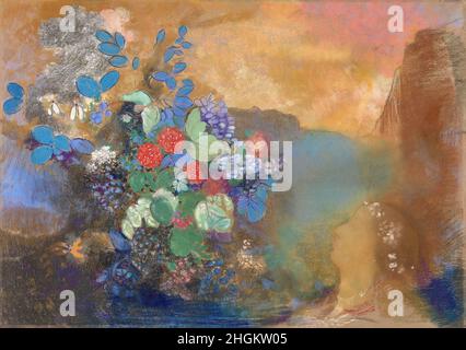 Ophelia parmi les fleurs - 1905 08C.- pastel sur carta 64 x 91 cm - Redon Odilon Banque D'Images