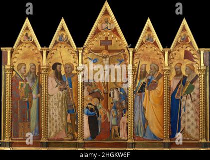 Polyptych, Crucifixion et Saints - 1348 - tempera e oro su tavola 155,8 x 217,7 cm - Daddi Bernardo Banque D'Images