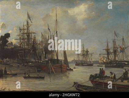 Musée Thyssen-Bornemisza - Vue sur le port, Rotterdam - 1856 - huile sur toile 43 x 56 cm - Jongkind Johan Barthold 1819 Banque D'Images