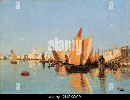 Ciardi Guglielmo - Collection privée - Laguna di Venezia- date inconnue - olio su cartone 28,5 x 40 cm - Banque D'Images