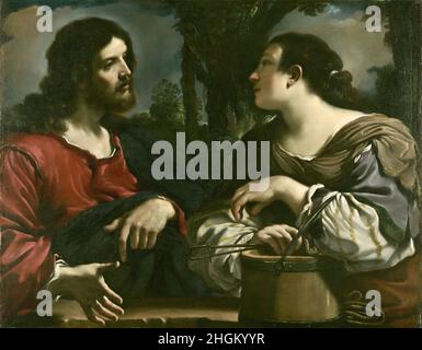 Christ et la femme de Samarie - 1619 20c.- huile sur toile 97,2 x 124,8 cm - Barbieri Giovanni Francesco - Guercino - Banque D'Images