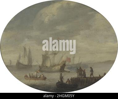 Abraham de Verwer - Navires armés au large de la côte néerlandaise prépare à naviguer Banque D'Images