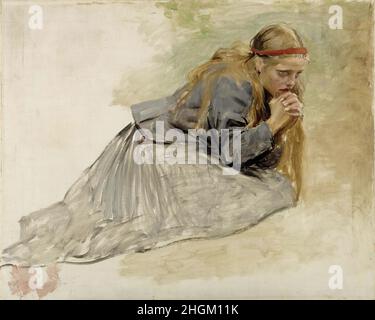 Marie Magdalene agenouillement, Etude pour le Christ et Marie Magdalene - 1890 - huile sur toile 91 x 112 cm - Edelfelt Albert Banque D'Images