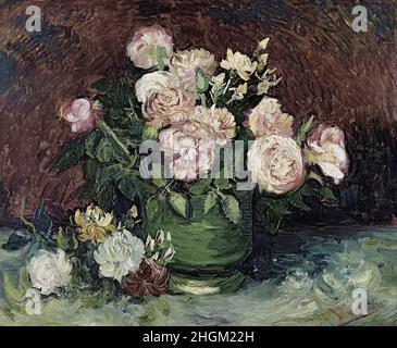 Roses et pivoines - 1886 - huile sur toile 59,8 x 72,5 cm - Van Gogh Vincent Banque D'Images