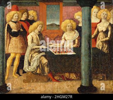 Les joueurs d'échecs - 1475c.- tempera su tavola 33,3 x 40,3 cm - Da Verona Liberale Banque D'Images