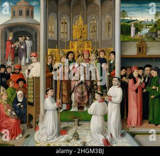 Scènes de la vie de Saint Augustin d'Hippo - 1490c.- olio oro e argento su tavola 137,8 x 149,9 cm - Maître de Saint Augustine Banque D'Images