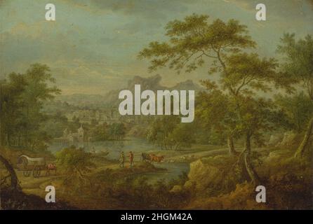 Thomas Smith de Derby - un paysage imaginaire avec un Familiale et une vue lointaine d'une ville Banque D'Images