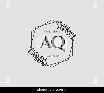 Logo AQ féminin.Utilisable pour les logos nature, salon, Spa, cosmétique et Beauté.Elément de modèle de logo Flat Vector. Illustration de Vecteur