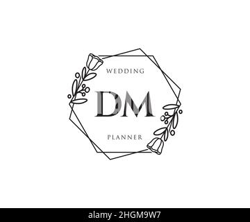 Logo DM féminin.Utilisable pour les logos nature, salon, Spa, cosmétique et Beauté.Elément de modèle de logo Flat Vector. Illustration de Vecteur