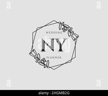 Logo NY féminin.Utilisable pour les logos nature, salon, Spa, cosmétique et Beauté.Elément de modèle de logo Flat Vector. Illustration de Vecteur