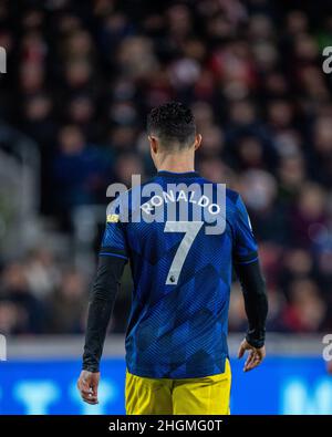 BRENTFORD, ANGLETERRE - JANVIER 19 : Cristiano Ronaldo de Manchester United lors du match de Premier League entre Brentford et Manchester United à Bre Banque D'Images