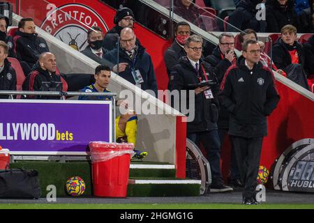 BRENTFORD, ANGLETERRE - JANVIER 19 : le manager Ralf Rangnick et Cristiano Ronaldo de Manchester United lors du match de Premier League entre Brentford an Banque D'Images