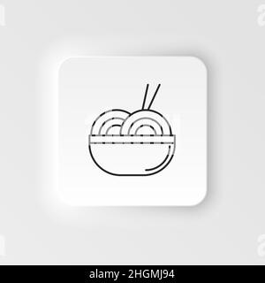 Icône vectorielle de nourriture et de boisson de style neumorphe.Icône de levage de pâtes avec une fourchette.Icône des aliments sur fond blanc de neuporphisme Illustration de Vecteur